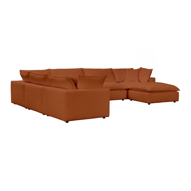 Cali Rust 7-Piece Performance Fabric Modular Large Chaise Sectional For Sale - Image 4 of 7