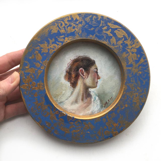 Victorian Framed Portrait Girl Original Painting Victorian Wall Decor by Valeriya Serova For Sale - Image 3 of 7