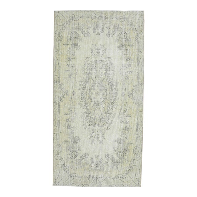 1970s Vintage Handmade Wool Cotton Yellow Area Rug For Sale