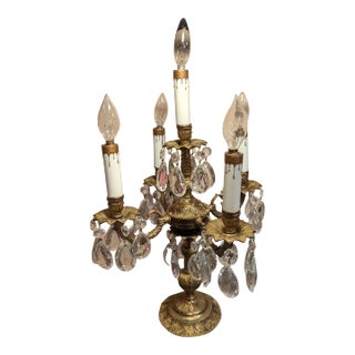 1960s Hollywood Regency Brass Candelabra Lamp For Sale