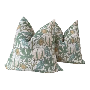 Gp and J Baker “pumpkins” in Aqua Down Filled Pillows- a Pair