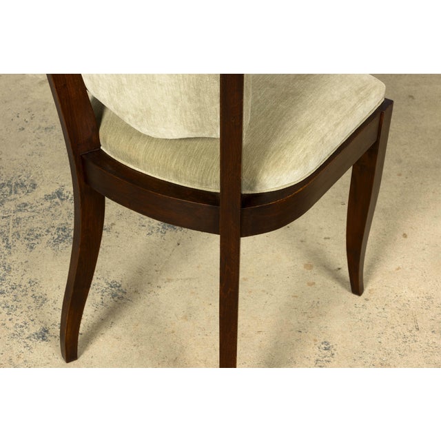 Set of 8 French Art Deco Walnut Dining Chairs in Sprout Green, 1930s For Sale - Image 17 of 18