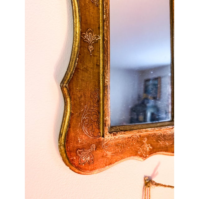 Vintage Gold Gilded Engraved Indian Archway Wall Mirror. For Sale - Image 4 of 4