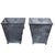 Pair of Industrial Style Grey Metal Planters with Tapered Lines and Ring Pulls For Sale - Image 4 of 11