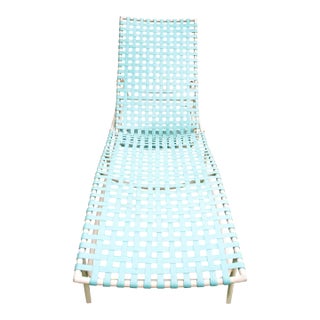 Tropitone Turquoise Webbed Chaise Lounge, 1960s For Sale