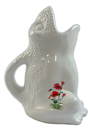 1980's Italian Ivory & Flower Majolica Frog Shaped Pitcher/Vase