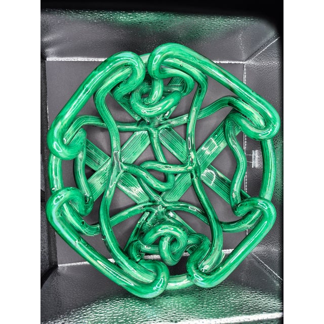 Postmodern Postmodern Green Ceramic Braided Woven Abstract Centerpiece Bowl For Sale - Image 3 of 11