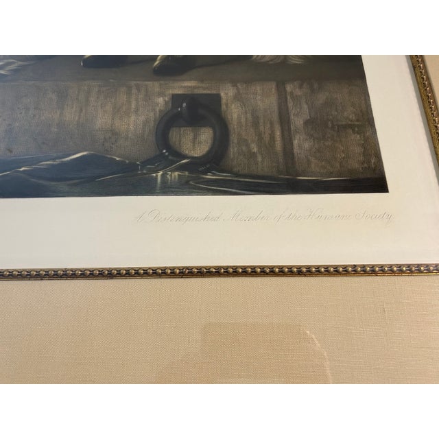 1990s Vintage 1990's Sir Edwin Landseer Dog Engraving Reproduction, Large Burlwood Frame For Sale - Image 5 of 10