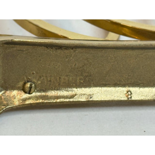Vintage Wainberg Israel Brass Hanukkah Menorah Mid Century Modern 9 Arm For Sale In Phoenix - Image 6 of 9
