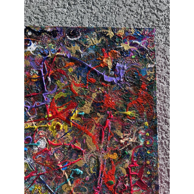 Textile Large Abstract Painting on Canvas by Serg Graff "Mysticism" For Sale - Image 7 of 11