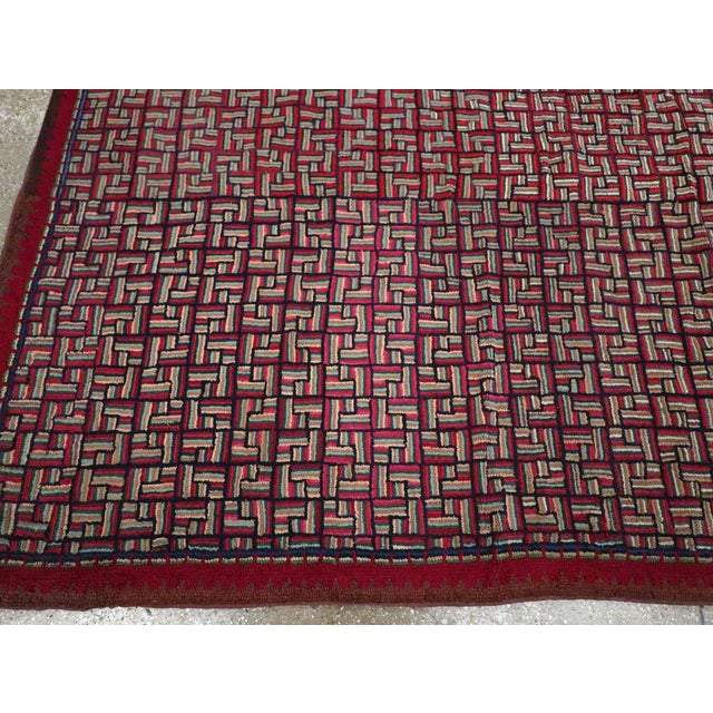 Raspberry Red Galerie Shabab Collection Mid-20th Century American Hook Rug For Sale - Image 8 of 11