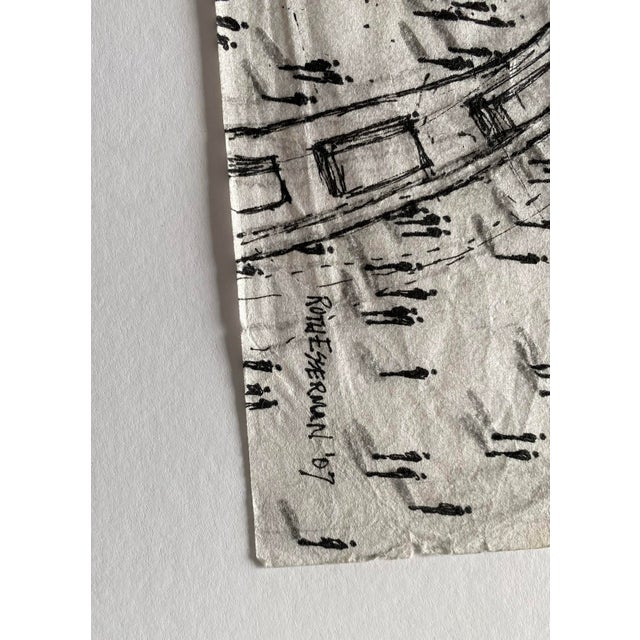 Contemporary Ruth Esserman Signed Geometric Drawing — Black & White, 12×18 on 16×20 Matboard For Sale - Image 3 of 5