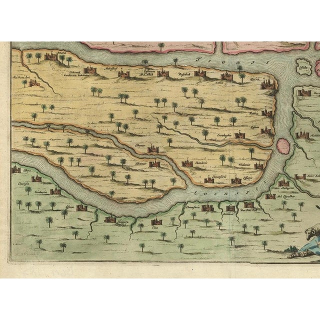 Antique Hand-Colored Map of the Bassora Basra Region in Iraq, 1680 For Sale - Image 9 of 12