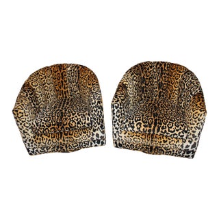 Braemore Jamil Cheetah Vintage Swivel Chairs - 2 For Sale