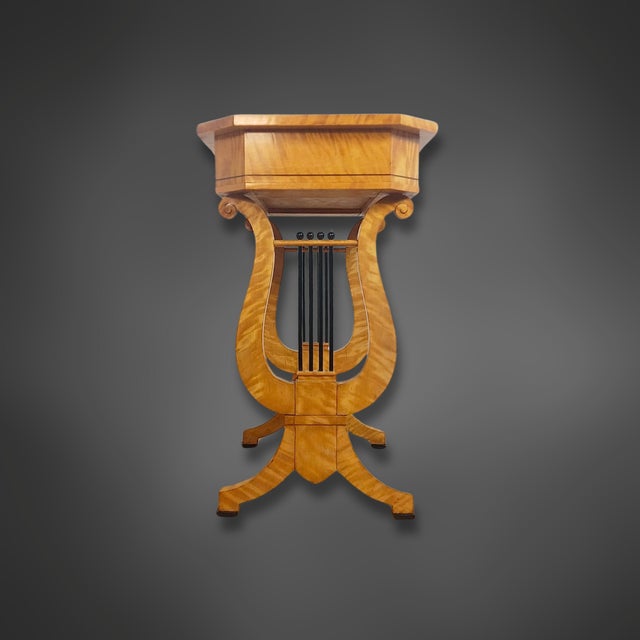 Vintage Biedermeier Style Lyre-Shaped Table, 1920 For Sale - Image 3 of 9