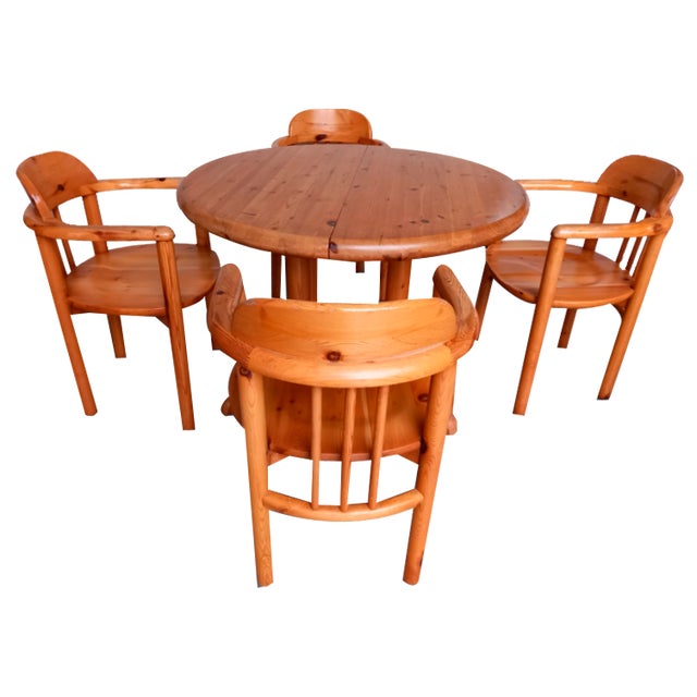 Dining Table and Chairs, Denmark, 1980s, Set of 5 For Sale