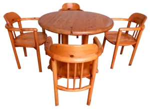 Dining Table and Chairs, Denmark, 1980s, Set of 5