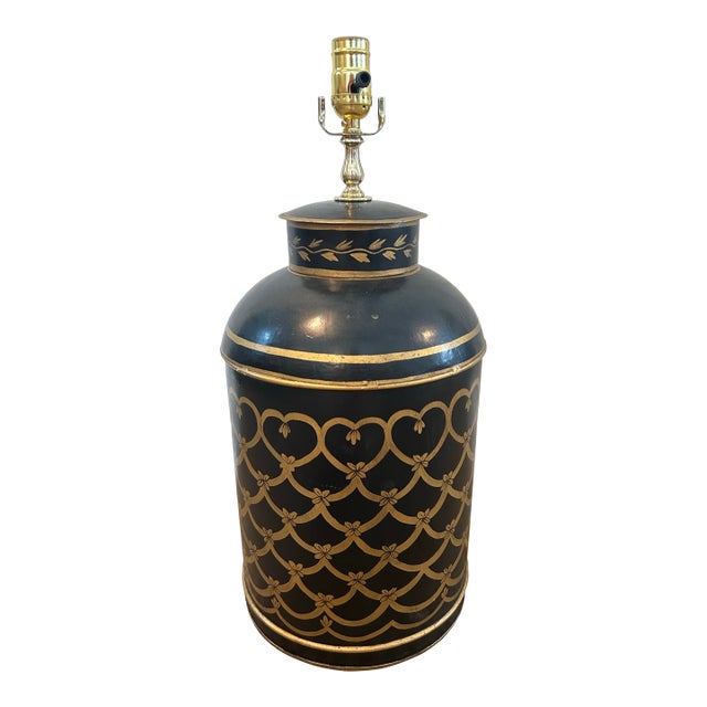 Black Victorian Tea Caddy Custom Lamp For Sale