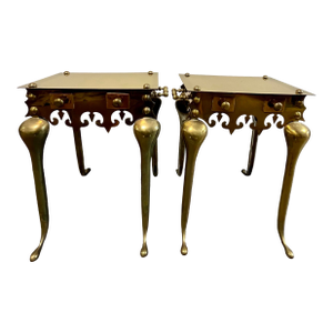 Vintage Brass Footman Trivet Side Tables