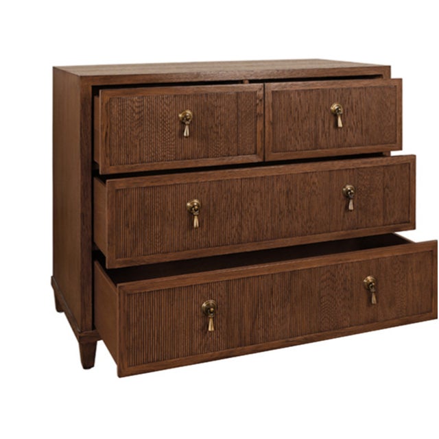 Worlds Away Matthew Izzo Home Pascal Provincial Brown Oak Three Drawer Chest With Brass Accents For Sale - Image 4 of 9