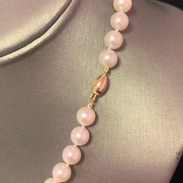 Fine Quality Akoya Pearl Necklace 14k YG 8 mm 16" Certified $3,950 111844 This is a one of a Kind Unique Custom Made...
