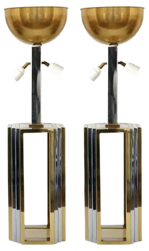 Monumental Bicolor Table or Floor Lamps, 1970s, Set of 2