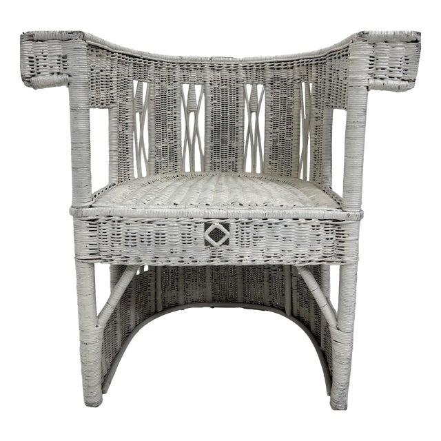 Vienna Secession Wicker Armchair from Prag-Rudniker, Austria, 1900 For Sale