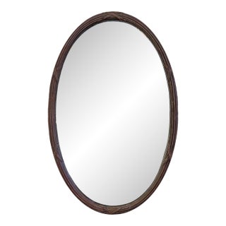 Mid-20th Century Italian Oval Framed Reed and Ribbon Mirror For Sale
