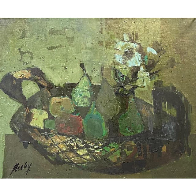 Frank Chabry, Still Life with Fruits, Oil on Canvas For Sale - Image 10 of 10