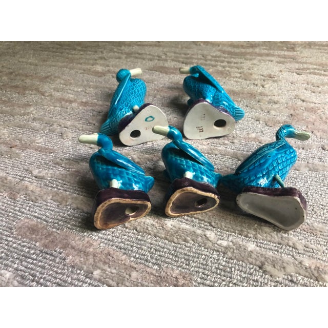 Chinese Porcelain Turquoise Ducks, Set of Eight For Sale - Image 9 of 11