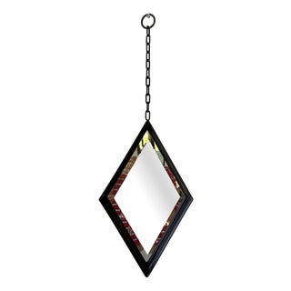 Vintage Brutalist Diamond-Shaped Iron Mirror, 1970s For Sale