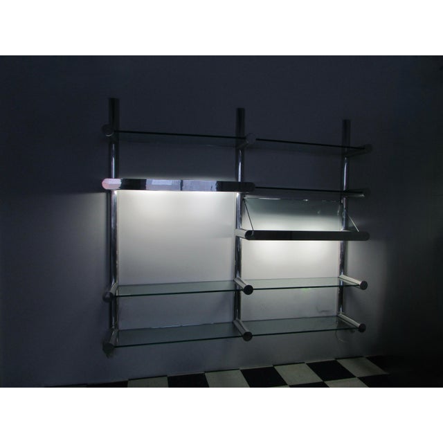 Mid-Century Modern Mid 20th Century Janet Schweitzer for Pace Polished Aluminum Obra Wall Mount Shelving System For Sale - Image 3 of 12