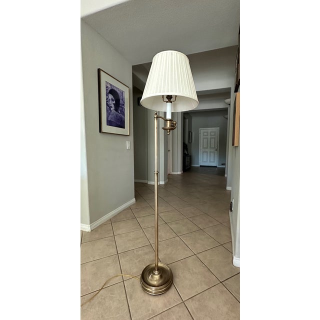 Metal Vintage Ralph Lauren 'Sargent' Brass Swing Arm Floor Lamp For Sale - Image 7 of 15