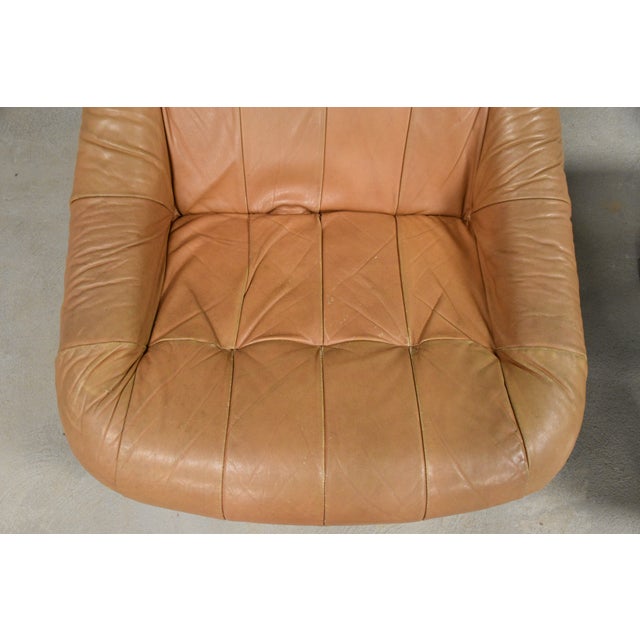 1970s 1970s Percival Lafer Leather and Chrome Earth Lounge Chair and Ottoman For Sale - Image 5 of 9
