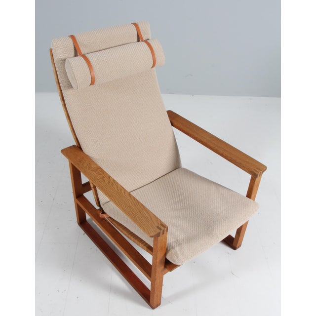 Børge Mogensen Oak 2254 Sled Lounge Chair in Cane attributed to Børge Mogensen for Fredericia, 1956, Denmark For Sale - Image 4 of 9