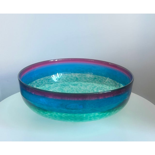 Contemporary David Leppla Hand-Blown Centerpiece Bowl - Studio Art Glass - DKL Studio 1990s For Sale - Image 3 of 8