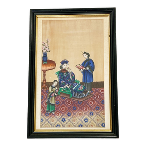 Early 19th Chinese Export Pith Painting 16.75" H Framed
