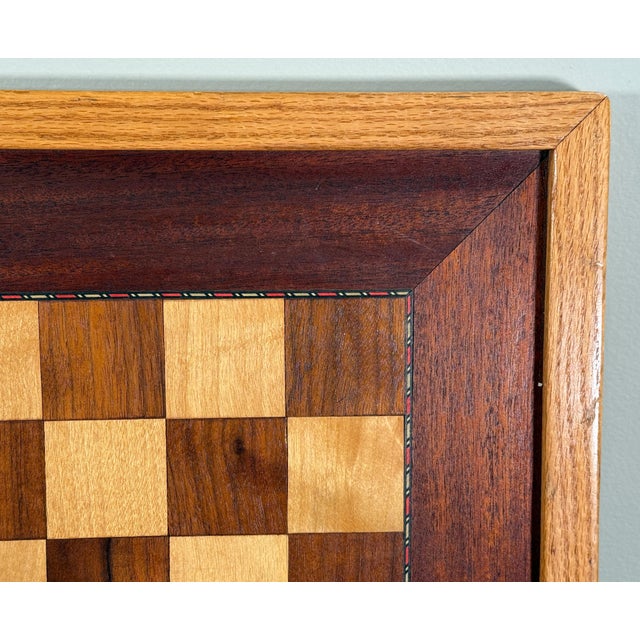 Vintage 24" Hand Made Solid Wood Chess Board With Mixed Hardwoods For Sale In Providence - Image 6 of 9