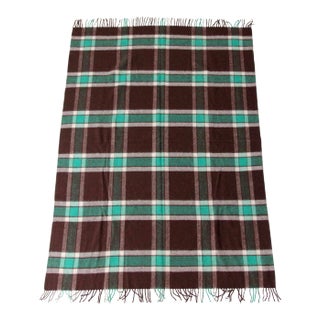 Vintage Plaid Wool Blanket For Sale