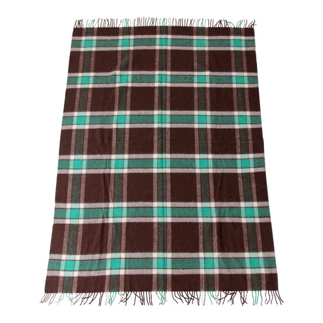 Vintage Plaid Wool Blanket For Sale