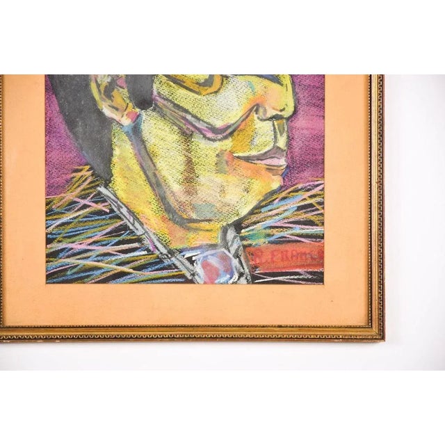 Portrait of Tattooed Man - Original Oil Paste on Canvas - Late 20th Century Late 20th Century For Sale - Image 3 of 5