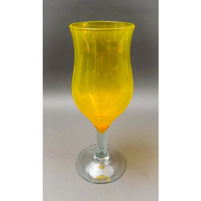 Mid 20th Century Mid 20th Century Blenko Mid-Century Modern Jonquil Yellow Giant Hand Blown Art Glass Goblet Vase For Sale - Image 5 of 8