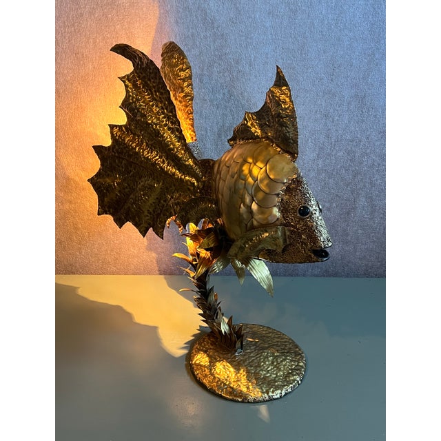 Large Vintage C1970s Brutalist Illuminated Metal Goldfish Sculpture in the Style of Isabelle and Richard Faure For Sale In Washington DC - Image 6 of 12