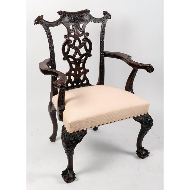 Wood Chippendale Style Dining Chairs and Armchair, 19th Century, Set of 4 For Sale - Image 7 of 18