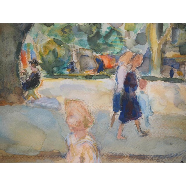 Kurt Groeger, Marseille, Afternoon in the Park, Original Watercolor For Sale - Image 6 of 12
