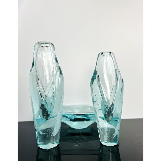 Art Glass Model 7420/32 Vases and Bowl by Ladislav Paleček for Škrdlovice, Former Czechoslovakia, 1974, Set of 3 For Sale - Image 6 of 12