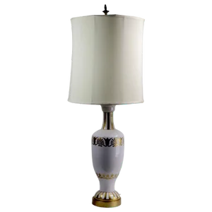 Ceramic White and Gold Gilt Table Lamp by Ugo Zaccagnini