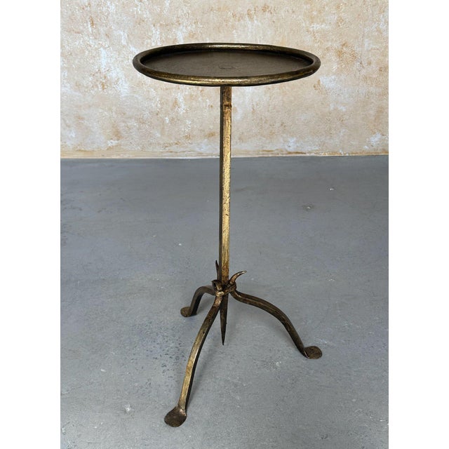 Metal Iron Drinks Table With Gold Patina For Sale - Image 7 of 12