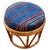 1950s Restored Rattan Footstool With Striped Jacquard Navy Cushion For Sale - Image 4 of 6