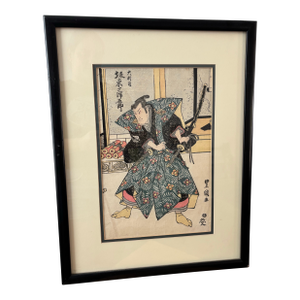 Antique Japanese Samurai Woodblock Print